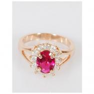 Кольцо помолвочное , фианит, корунд, размер 18, красный Lotus Jewelry