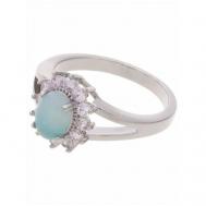 Кольцо помолвочное , фианит, амазонит, размер 19, голубой Lotus Jewelry