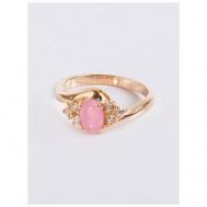 Кольцо помолвочное , фианит, кошачий глаз, размер 16, розовый Lotus Jewelry