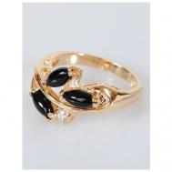 Кольцо помолвочное , фианит, оникс, размер 20, черный Lotus Jewelry