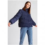 куртка  , демисезон/лето, средней длины, силуэт прямой, без капюшона, карманы, манжеты, размер 46, синий Baon