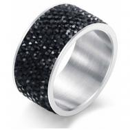 Кольцо помолвочное , кристалл, размер 16.5, серебряный, черный TASYAS