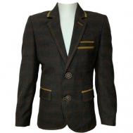Школьный пиджак , карманы, размер 110, коричневый BULUT