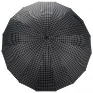 Зонт-трость , полуавтомат, купол 117 см., 16 спиц, ручка натуральная кожа, для мужчин, серый LeKiKO