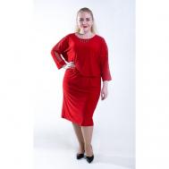 Платье повседневное, размер 52, красный Пышная мода