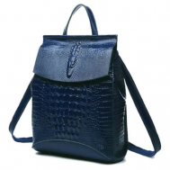 Рюкзак  шоппер , натуральная кожа, фактура под рептилию, внутренний карман, регулируемый ремень, синий Mega Outlet