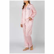 Пижама , рубашка, брюки, длинный рукав, размер XL, розовый OLEVE