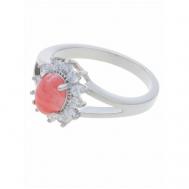 Кольцо помолвочное , фианит, родохрозит, размер 16, розовый Lotus Jewelry