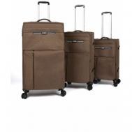Комплект чемоданов , текстиль, размер L, коричневый Leegi