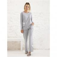 Пижама , брюки, длинный рукав, карманы, размер 50, серый Relax Mode