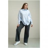 Рубашка  , классический стиль, прямой силуэт, длинный рукав, однотонная, размер 66, голубой Modress