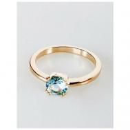 Кольцо , бижутерный сплав, золочение, фианит, размер 16, голубой Lotus Jewelry