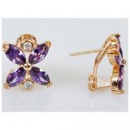 Серьги , аметист, циркон, фиолетовый Lotus Jewelry