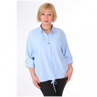 Блуза , классический стиль, свободный силуэт, укороченный рукав, размер 42, голубой LASKITA