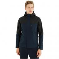 Туристическая куртка , средней длины, силуэт прямой, регулируемые манжеты, карманы, вентиляция, несъемный капюшон, регулируемый капюшон, водонепроницаемая, ветрозащитная, размер M, черный, синий Kailas