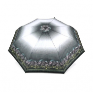 Смарт-зонт , полуавтомат, 3 сложения, купол 96 см., 8 спиц, для женщин, белый, серый GALAXY OF UMBRELLAS