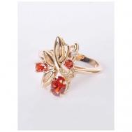 Кольцо помолвочное , фианит, гранат, размер 18, красный Lotus Jewelry