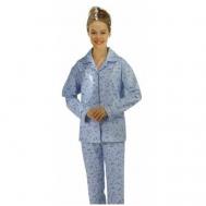 Комплект , брюки, рубашка, длинный рукав, размер L 46, голубой World Shopp