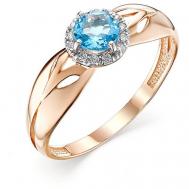 Кольцо АЙМИЛА, красное золото, 585 проба, топаз, фианит, размер 18, золотой, голубой Аймила