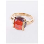 Кольцо помолвочное , фианит, гранат, размер 17, красный Lotus Jewelry