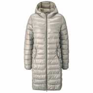 Куртка  , демисезон/зима, удлиненная, силуэт прямой, утепленная, капюшон, карманы, манжеты, внутренний карман, размер 34 (XS), серый Q/S by s.Oliver