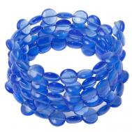 Жесткий браслет , стекло, размер 16 см., диаметр 6 см., синий Divetro