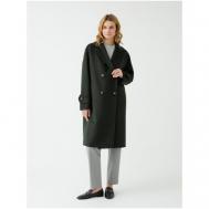 Пальто-кокон   демисезонное, демисезон/зима, шерсть, силуэт прямой, средней длины, размер 46/170, зеленый Pompa