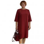 Платье-футляр вискоза, прямой силуэт, миди, подкладка, размер 52, бордовый File