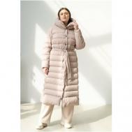 Пальто   зимнее, силуэт прямой, удлиненное, размер 58, бежевый Modress