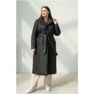 Пальто   зимнее, силуэт прямой, удлиненное, размер 52, черный Modress