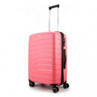 Умный чемодан  Shift, полипропилен, увеличение объема, ребра жесткости, водонепроницаемый, 90 л, размер M, красный, розовый Impreza