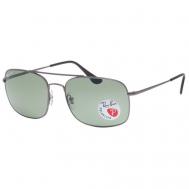 Солнцезащитные очки Luxottica, прямоугольные, оправа: металл, с защитой от УФ, поляризационные, для мужчин, серый Ray-Ban