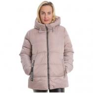 куртка   зимняя, средней длины, силуэт свободный, ветрозащитная, для беременных, размер 54, бежевый MODTEX