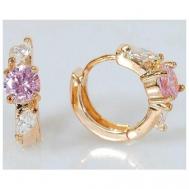 Серьги , фианит, розовый Lotus Jewelry