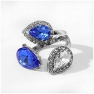 Комплект бижутерии: кольцо, стекло, размер кольца: безразмерное, белый, синий MVA
