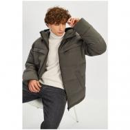 Куртка , демисезон/зима, силуэт прямой, капюшон, карманы, манжеты, размер 54, серый Baon