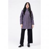 куртка   демисезонная, средней длины, силуэт прямой, съемный капюшон, ветрозащитная, внутренний карман, капюшон, размер 42(52RU), фиолетовый Maritta