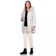 куртка   зимняя, средней длины, карманы, манжеты, капюшон, размер 38(44RU), белый Avi