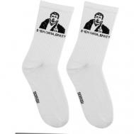 Женские носки  высокие, на Новый год, размер 35-40, черный, белый Yes!Socks