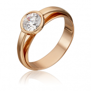 Кольцо , красное золото, 585 проба, кристаллы Swarovski, размер 18.5 Платина