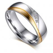 Кольцо помолвочное, нержавеющая сталь, размер 20, золотой, серебряный ПРОЧЕЕ