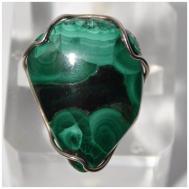Кольцо , мельхиор, малахит, размер 17.5, зеленый True Stones