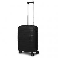 Умный чемодан  Shift RTR-22058, полипропилен, ребра жесткости, водонепроницаемый, увеличение объема, 55 л, размер S, черный Impreza
