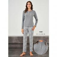 Пижама , длинный рукав, размер 46/48, серый Relax Mode