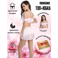 Пижама , топ, юбка, без рукава, размер XS, розовый WendyLove