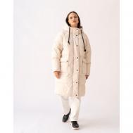 куртка   зимняя, силуэт прямой, капюшон, карманы, размер 66, экрю Modress