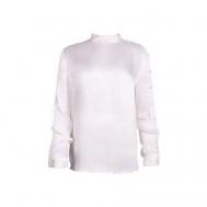Блуза  , повседневный стиль, длинный рукав, однотонная, размер 46, белый MANGO