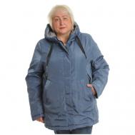 куртка  , демисезон/зима, средней длины, силуэт свободный, ветрозащитная, размер 68, синий MODTEX