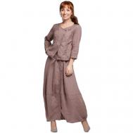 Костюм , блуза и юбка, повседневный стиль, свободный силуэт, пояс на резинке, размер 50-52, коричневый Kayros