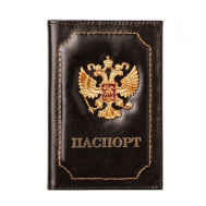 Обложка для паспорта , экокожа, коричневый Тревожный чемоданчик